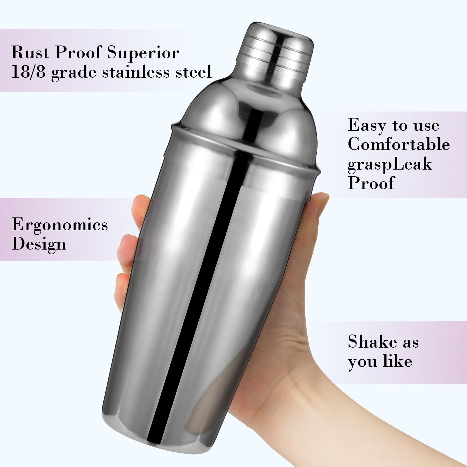 Cocktail Shaker Set, 6-Piece Mixology Bartender Kit Premium Shakers Bartending: Martini Shaker Jigger Mixing Spoon Muddler 2 Pourers Bar Tools Set with Built-in Bartender Strainer for Drink Shaker - Image 7