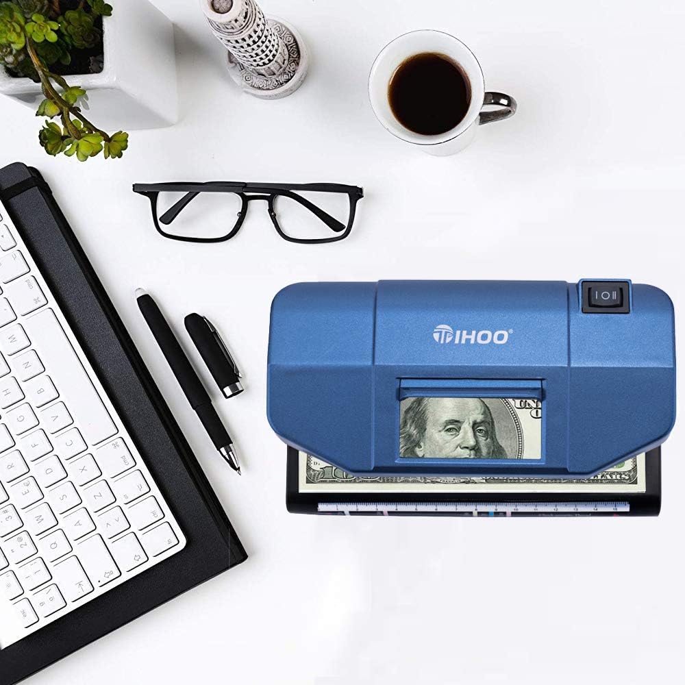 TIHOO Counterfeit Bill Detector with Magnetic and UV Detection, Money Marker Counterfeits Money Detector, Counterfeit Bill Money Detector Checker, Blue : Office Products