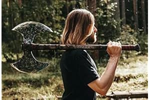 SHINY CRAFTS | 40" Handmade Double Head Berserker Axe, Large Norse Axe, Hand Forged Steel Axe,Double Blade Axe, Forest Axes Hewing Axe Broad Axe Hunting Axe Dane Axe (VBA-00)