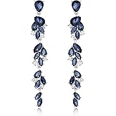 EVER FAITH Rhinestone Crystal Wedding Prom Jewelry Marquise Teardrop Chandelier Bridal Dangle Long Earrings for Women Bride Bridesmaid