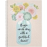 Softcover Grateful Heart 8.5" x 11" Motivational Spiral Notebook/Journal, 120 College Ruled Pages, Durable Gloss Laminated Cover, White Wire-o Spiral. Made in The USA