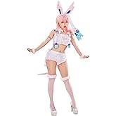 Mobbunny Women Cute Pajamas Set Pink Furry Tube Top and Shorts Anime Cosplay Homewear Sleepwear