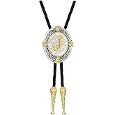 YOQUCOL Alphabet Initial Letter Bolo Tie Western Cowboy Gold-plated Hand-woven Leather Bola Tie Necktie for Men Women