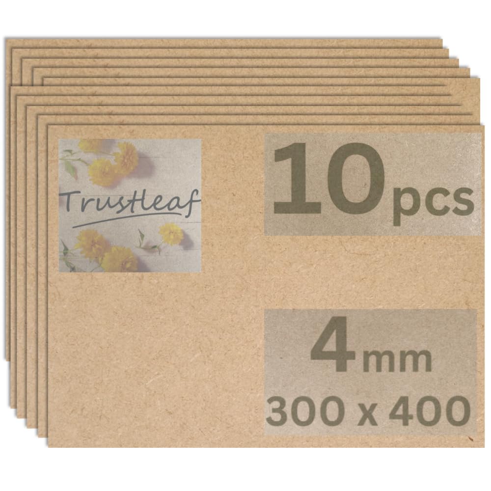 Trustleaf 4mm Sheets of MEDITE Premier MDF 300mm x 400mm, (Approx A3, 12” x 16”). Pack of 10