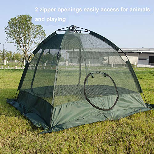 Portable Chicken coop, Protected Chicken Run and Pet Enclosure, Easy Set-up and Fold-Down Net Cage, Chickens Pen with a Carry Bag, Large Size for Rabbit Bird Coop Play and Poultry Habitat (Green) - Thumbnail 3