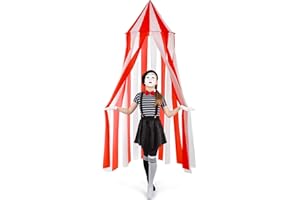 Wesnoy Halloween Carnival Circus Tent, Red and White Indoor Reading Nook Hanging Party Home Decoration Canopy for Outdoor Circus Festive Birthday Candy Theme Favor, 7 x 6 ft
