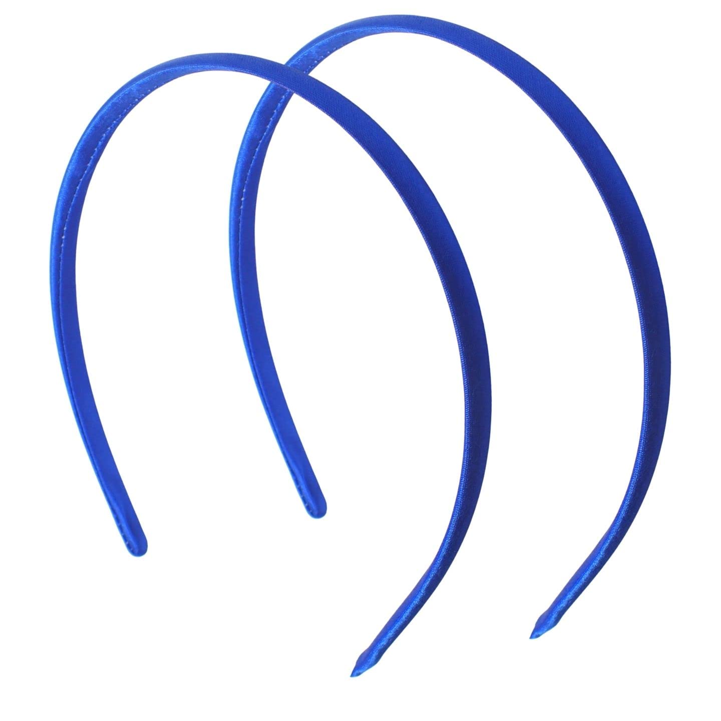 Topkids Accessories 2x Thin Satin Hair Bands Headbands Alice Bands Girls Women Kids Hairband Head Band Adult Party Bag Fillers Bridesmaid Festival 1cm 0.4" (Royal Blue)