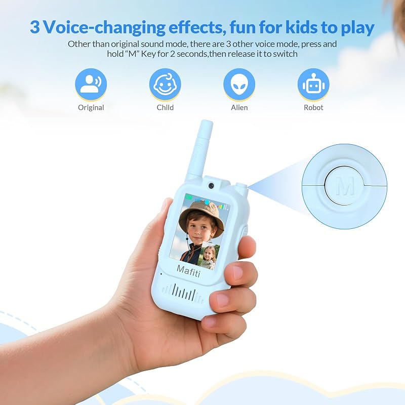 Kinder Walkie Talkies mit Video Funktion 2pcs - Visuelle Walkie Talkies mit 2 Zoll IPS Bildschirm, Video Walkie Talkie Kinder Walky Talky Aufladbar für 3-12 Jahren Junge für Indoor & Outdoor