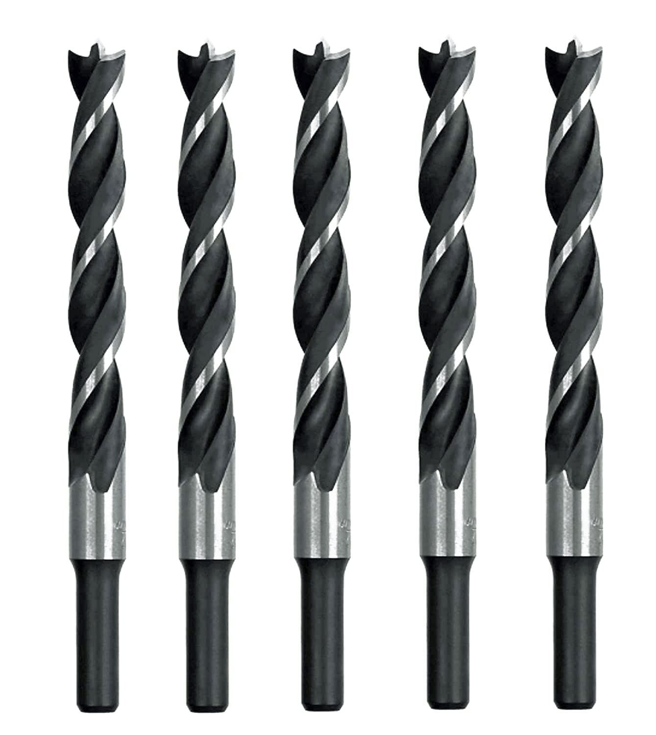 Wood Brad Point Drill Bit Set 1/2 In. Spur Point Stubby Woodworking Twist Drill Bits-5Pcs