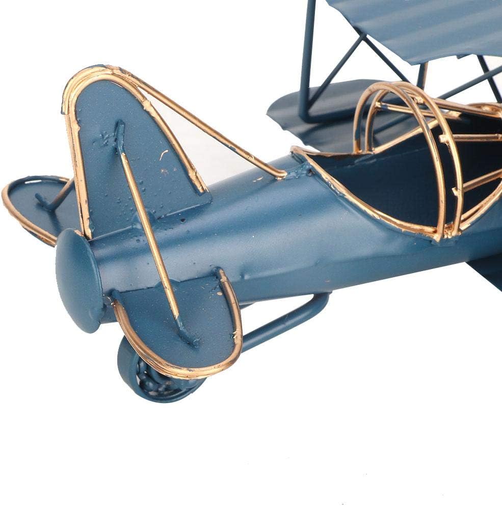 Airplane Model, Vintage Iron Decorative Aircraft Biplane Pendant Toys for Photo Props Desktop(Blue), Yellow,blue,red,black - Image 3