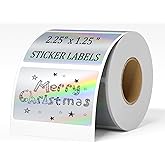 BESTIKER 2.25 x 1.25 Inch Holographic Thermal Sticker Labels Silver, 500pcs Printable Rectangular Thermal Printer Stickers, Waterproof Self-Adhesive Thermal Labels for Small Business Logo/Barcode