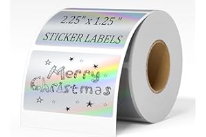 Holographic Silver Thermal Sticker Labels 2.25"x1.25" - BESTIKER Printable Holographic Stickers - Self Adhesive Direct Therma
