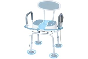 Fanmuran Shower Chairs for Seniors 360°Swivel Shower Chair for Elderly U-Shaped Seat Height Adjustable with Arms and Back Rem
