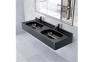 304 Stainless Steel Double Basin Wall-Mounted Sink, Commercial & Home Wash Basin, Brushed Finish Sink for Bathroom, Restauran