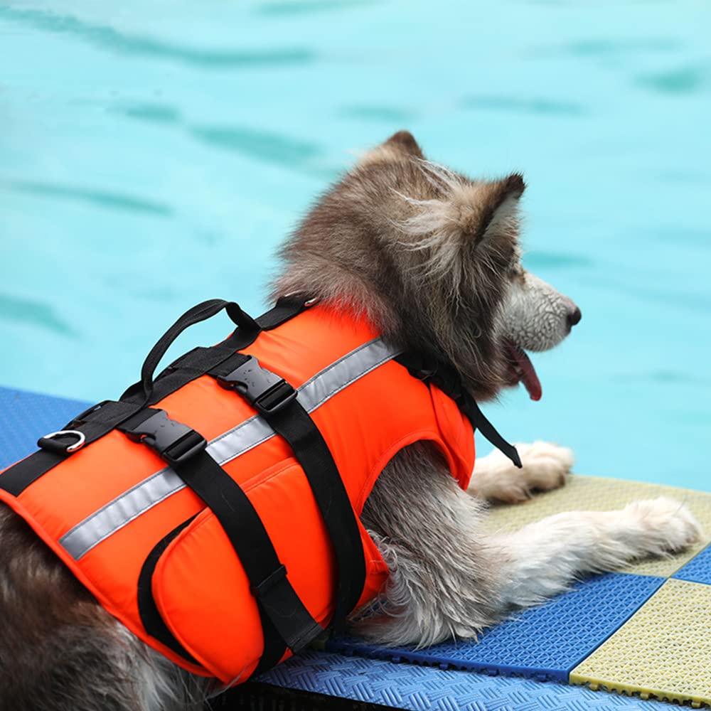 Namvo Dog Life Jackets, Adjustable Buoyancy Aid Life Jacket Swimming Vest Reflective Lifesaver Floating Vest for Dogs Surfing Boating