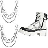 Ancnoz Punk Shoelace Charms Sneaker Chains for Men Women Silver Multi Layered Shoe Chain Decorations Shoes Sneakers Accessories Stuff Gothic Skull Charms for Sneaker