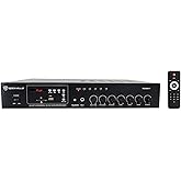 Rockville RCS80-1 60 Watt 70V/100V Commercial Amplifier/Bluetooth 5.0 Receiver, Supports 4/8/16 Ohm Speakers, USB/SD/FM/RCA/Mic, for Restaurants and Offices