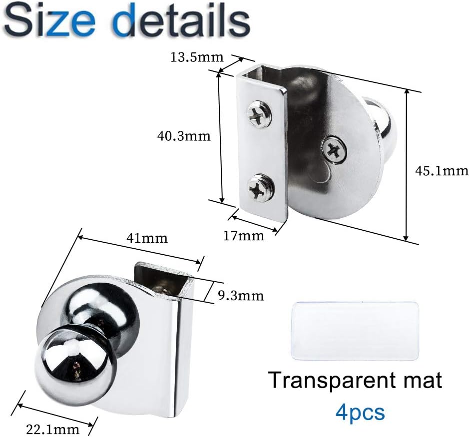 INCREWAY Metal Door Handle, 4 Pcs No Drilling Clips Pulls for Glass 5-8mm Showcase Furniture Cabinets, Stainless Steel - Image 3