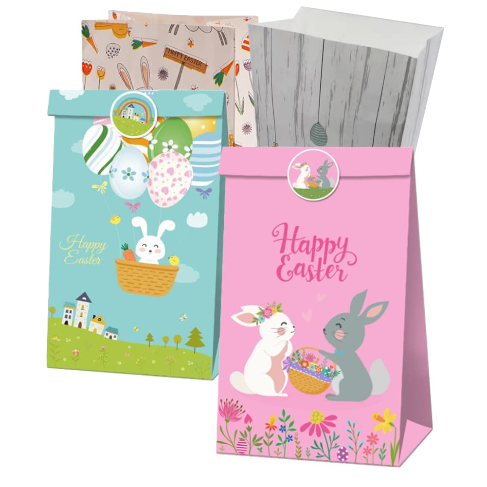 TOYTREND Pack of 20 Themed Party Bags Treat Paper Bags Favor Paper Gift Bags for Kids Birthday Easter Halloween Christmas Thanksgiving Day Party Wedding Supplies