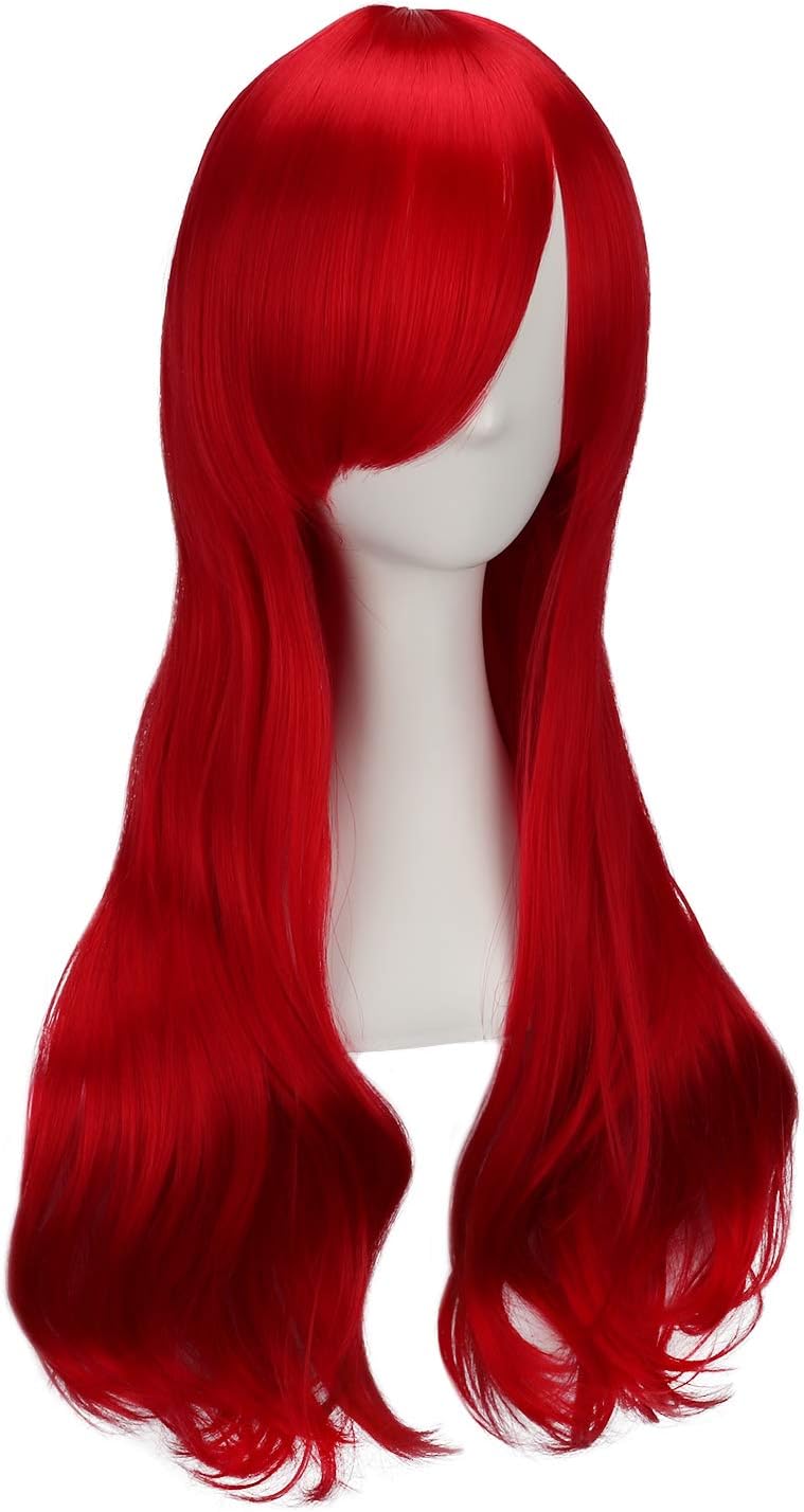ColorfulPanda Charming Long Red Wigs for Women Curly Wavy Synthetic Hair Ends Halloween Costume Cosplay Wig (Red) - Image 3