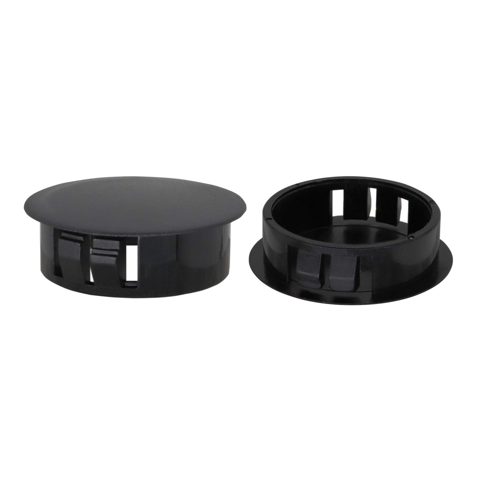 VictorsHome Hole Plugs Plastic 30mm (1-3/16") Fit for 29.5-30mm Diameter Locking Hole Tube Flush Type Panel Plugs Fastener Cover for Kitchen Cabinet Furniture Black 25 Pcs