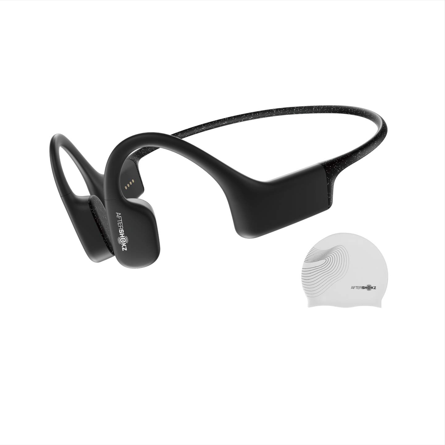 AFTERSHOKZ Xtrainerz Open-Ear MP3 Swimming Bone Conduction Headphones with 4GB memory, Black Diamond (No bluetooth)