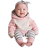 Ritatte Baby Girl Clothes Long Sleeve Hoodie Tops Striped Pants Sweatsuit Set Infant Girl Jogging Suits Fall Winter Outfit