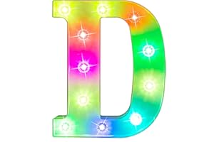 Glintee Light Up Letters Letter Lights - Colorful LED Letters Lights Alphabet for Romantic Valentines Day Night Lights Wedding Birthday Party Home Bar Decor- (Colorful D)