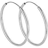 YL Hoop Earrings 925 Sterling Silver Polished Circle Earring 20-50 MM Hoops Diameter Jewelry for Women