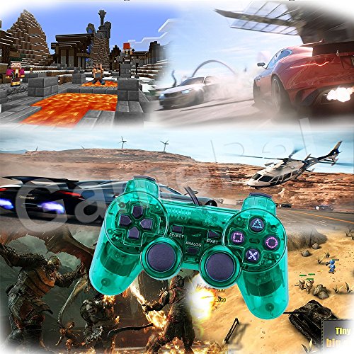 PlayStation 2 Controller, GamePal Double Shock Gamepad for Sony PS2, Wired (Green)
