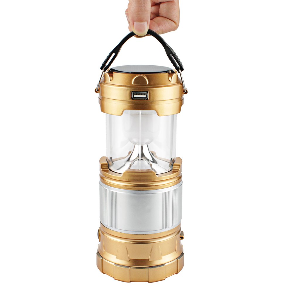 2-Pack LED Lantern, Solar Portable Outdoor Camping Collapsible Flashlight for Emergency supplies,Hurricane,Power failure, Waterproof LED Lighting (Golden)