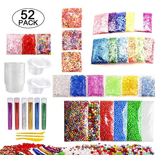 leiyini 52pcs Color Foam Ball granules Tarragon Gold Powder Paper Soft Clay Set Children DIY Handmade Materials