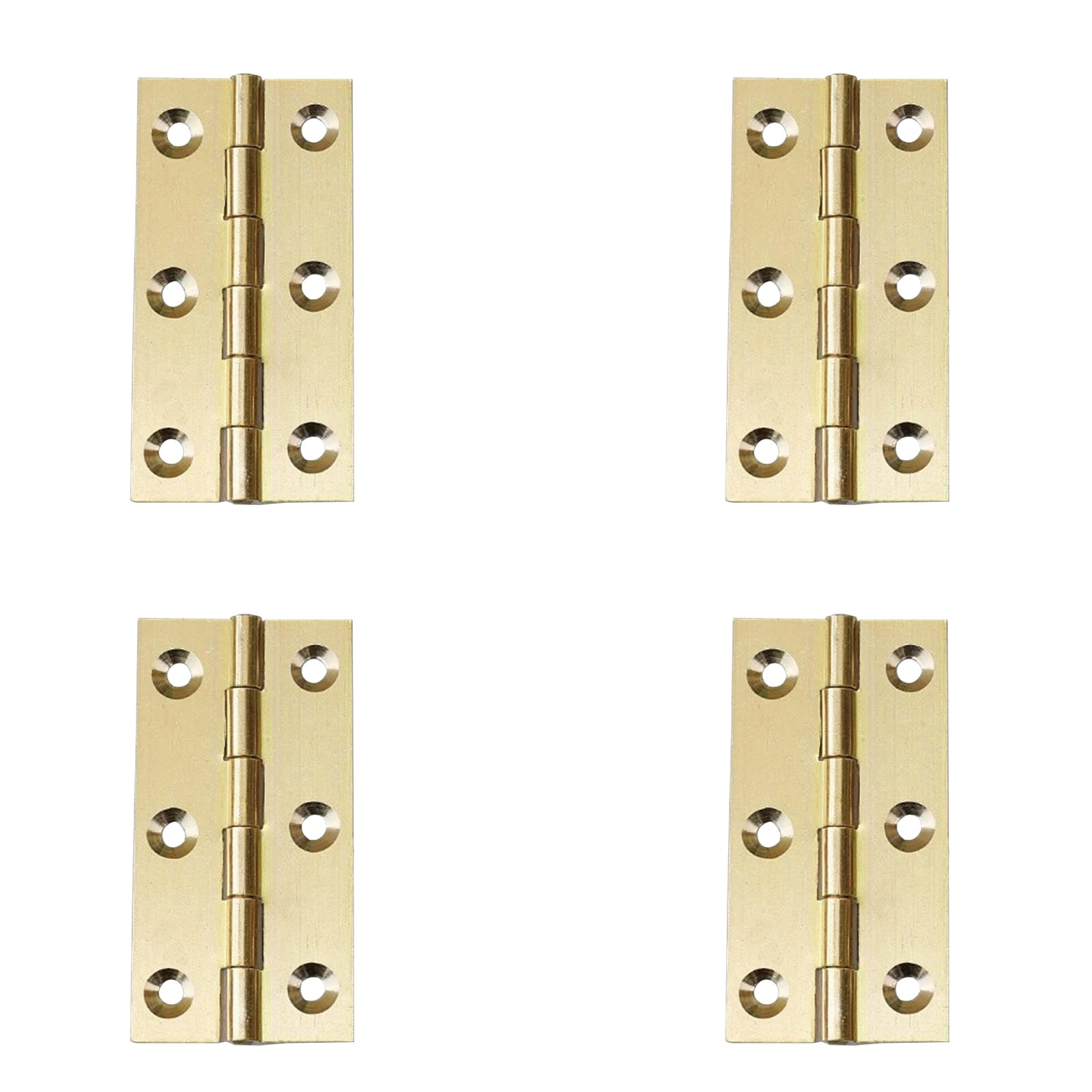4 Pcs 2.5" Door Hinges Brass Folding Hinges for Gate Window Closet Drawer Boxes