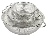 HÖLM 3-Piece Stainless Steel Mesh Micro-Perforated Strainer Colander Set (1-Quart, 2.5-Quart and 4.5-Quart)