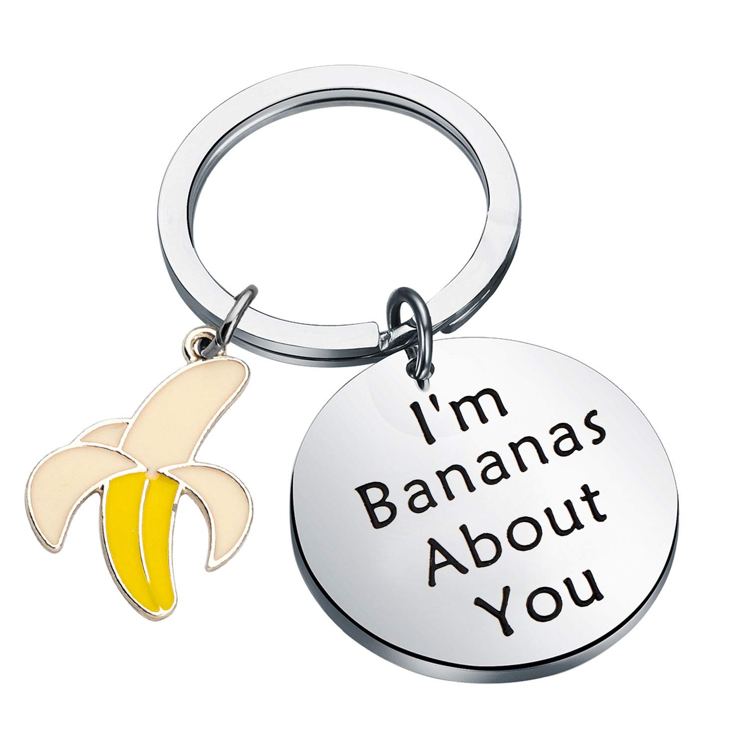 LBSBO Funny Banana Keychain I'm Bananas About You Keychain Banana Lover Gift Banana Pun Couple Keychain (Bananas About You K)