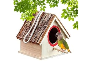 kathson Bird House for Outside Clearance Parakeet Nesting Box Wooden Houses Hanging Wood Breeding Outdoor Parrot Birdhouse Natural Aviary Cage Accessories for Lovebirds Cockatiel Finch Budgie Bluebird