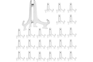 24 Pack Plastic Easel Stands - 4 Inches, Display Photos, Place Cards, Light Items, For Weddings, Parties, Home Decoration - C