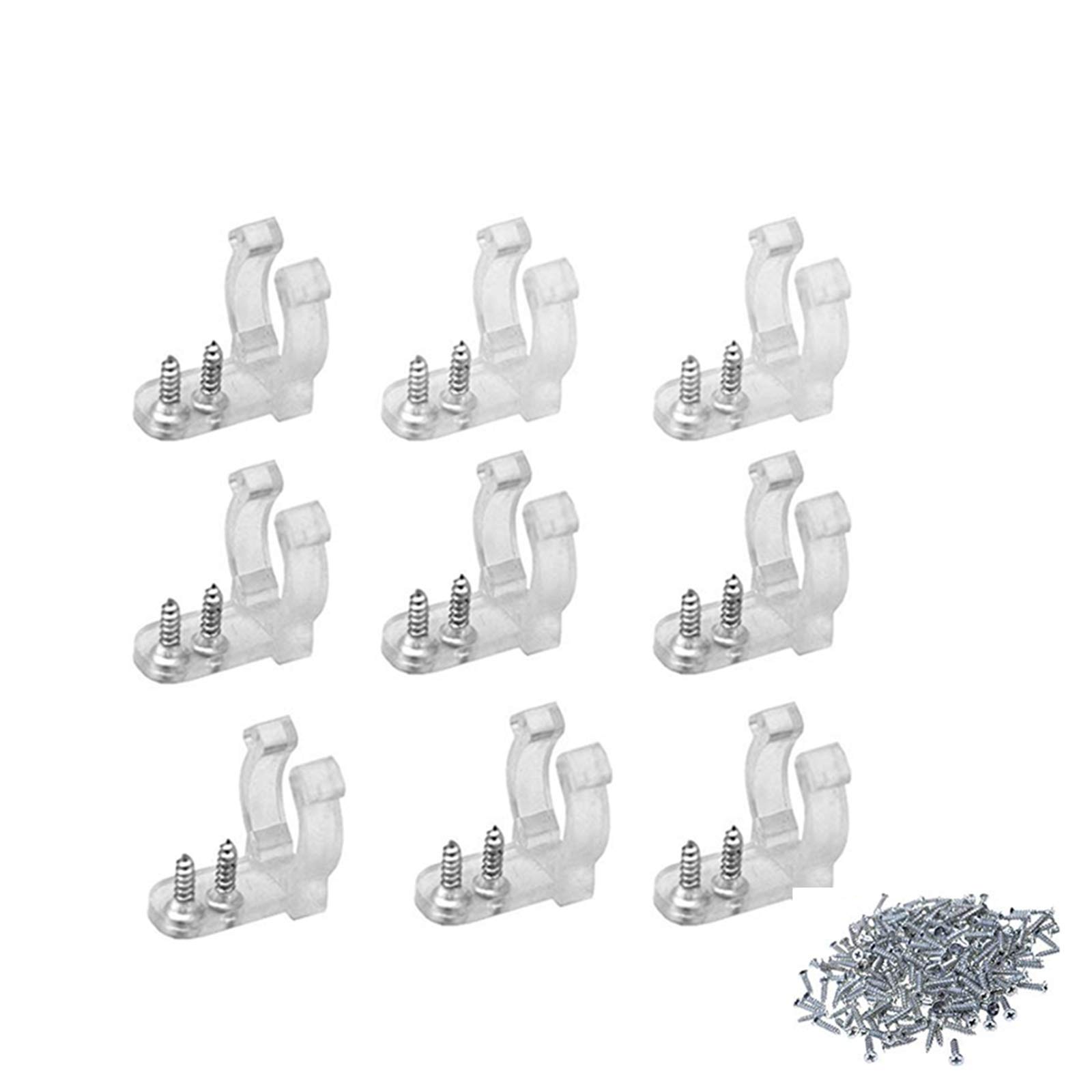 WUWYOUWL LED Rope Light Clip Bracket, 100Pcs Light Strip Clips with 200Pcs Screw for LED Llight Tube/Light Hose Wall Bracket