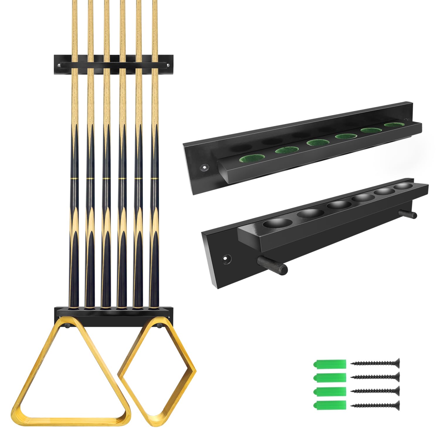 Photo 1 of MoyanSuper Pool Cue Rack Wall Mounted Rack Billiard Cue Wall Rack Cue Rest Cue Stick Holder for Pool Cue Set