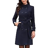 Allegra K Pea Coats for Women Stand Collar Double Breasted Trench Peacoat Long Winter Coat with Belt 2025