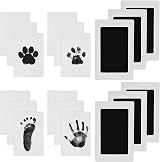 Nabance Baby Handprint Footprint Kit Safe Non-Toxic 6 Pads 12 Cards Black
