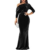 AKMESXAY One Shoulder Velvet Bridesmaid Dress 2025 Mermaid Maxi Formal Evening Dress AN003