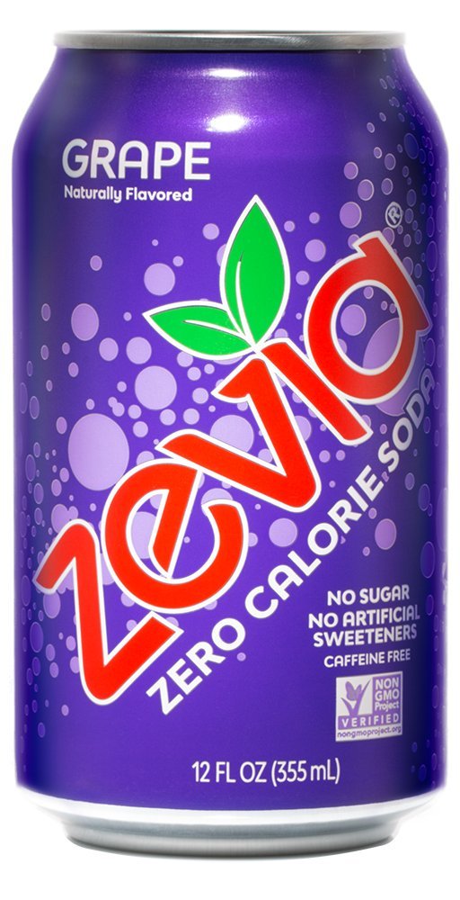 Zevia Zero Calorie Soda, Grape, Naturally Sweetened Soda, (24) 12 Ounce Cans; Grape-flavored Carbonated Soda; Refreshing, Full of Flavor and Delicious with No Sugar (packaging may vary)