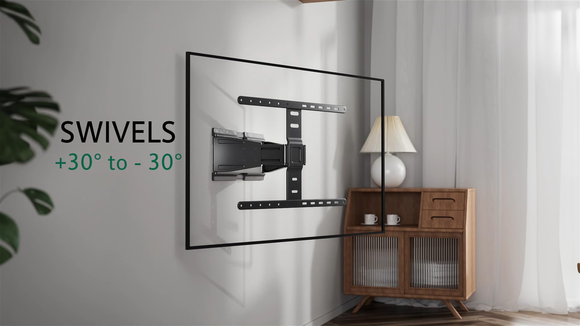 ynVISION.DESIGN Ultra Slim & Thin Full Motion Articulating TV Wall Mount Bracket | World's Thinnest Fully Articulating Bracket Compatible with Samsung Frame LG and Sony | Swivels and Tilts (Pack of 1)