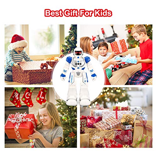 FUNEW Remote Control Robots for Kids RC Programmable Robotics with Infrared Controller Toys, Gesture Sensing Interactive Walking Singing Dancing Robot Kit for Childrens Entertainment,Blue