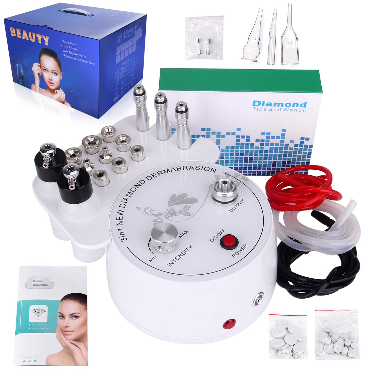 Microdermabrasion Machine, Beauty Star 3 in 1 Portable Diamond Microdermabrasion Dermabrasion Machine Facial Care Salon Equipment w/Vacuum & Spray including 360 Cotton Filters and 2 Plastic Oil Filte: Beauty