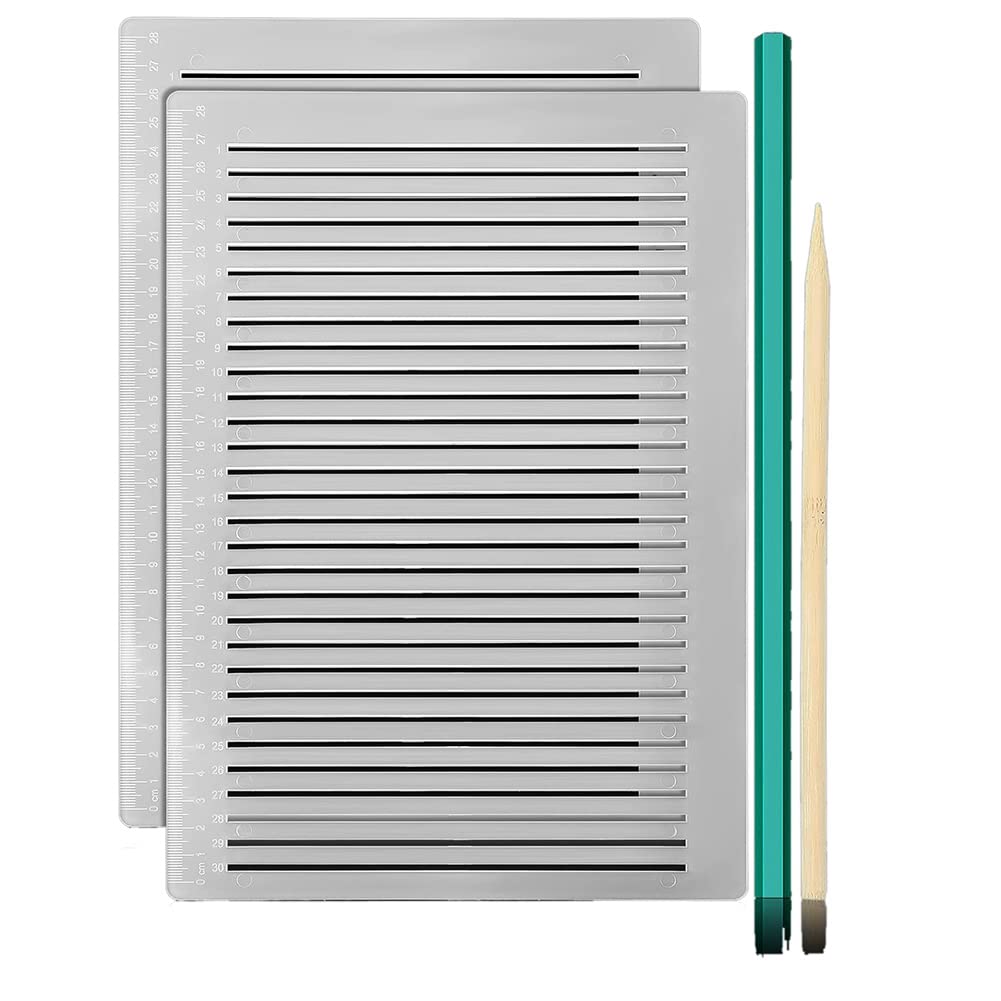 KJKVIVH 2 Pcs Plastic Straight Line Stencil Template for Journaling Spacing Line Lettering Guide 11 Inch Scale Writing Ruler
