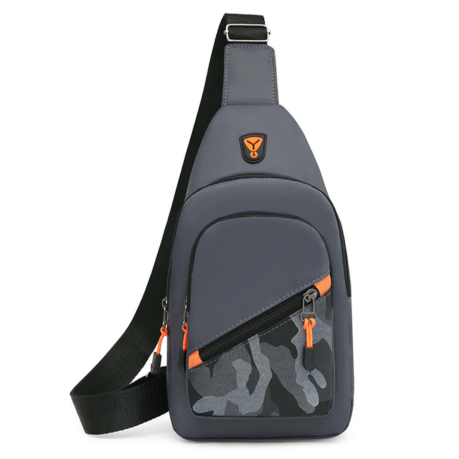 Camouflage Crossbody Chest Bag Breathable Waterproof Waist Bag with 4 Zipper Pockets Bumbags Hip Pouch Money Belt Bag with Adjustable Strap for Hiking Cycling Jogging Running Traveling (Gray)