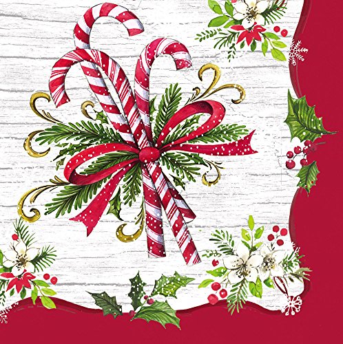 Cypress Home Candy Cane Paper Cocktail Napkins, 20 count