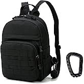 Mini Tactical Backpack, 6L Small Sling Backpacks Shoulder Bag For Running Travel Daypack with Carabiner For Men Women